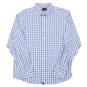 UNTUCKit Foris‎ Performance Shirt Mens XL Blue White Plaid LS Nylon